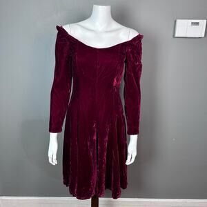 Joan Leslie dress 6 red velvet sweetheart vtg drop waist Valentine whimsigoth